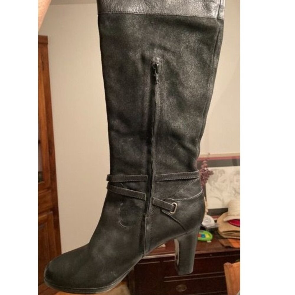 Black leather high dressy boots by Ralph Lauren. never been worn. size 9B